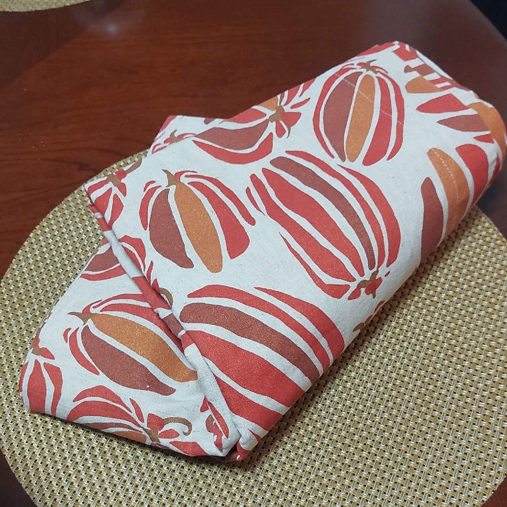 Crate&Barrel Red and Orange Pumpkin Tablecloth